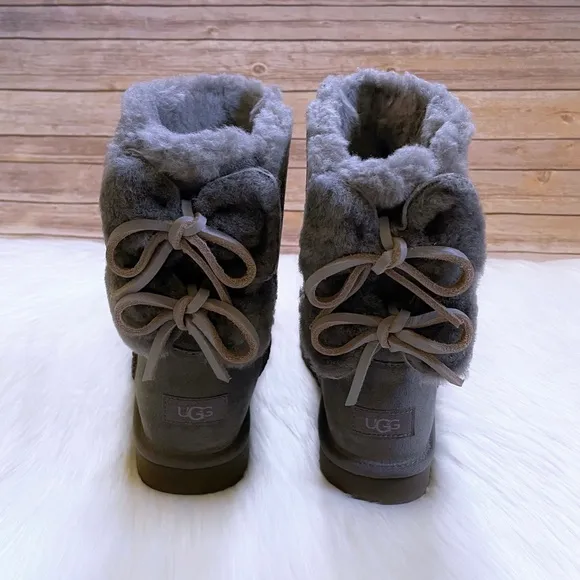 UGG Women’s Classic Double Bow Short Charcoal Boots