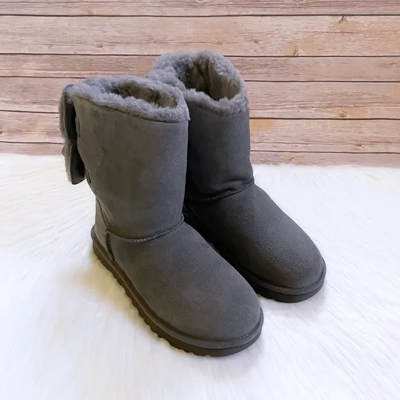 UGG Women’s Classic Double Bow Short Charcoal Boots