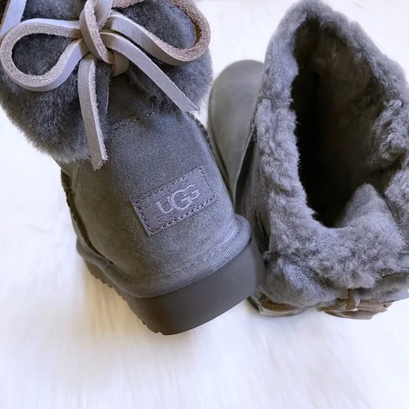 UGG Women’s Classic Double Bow Short Charcoal Boots