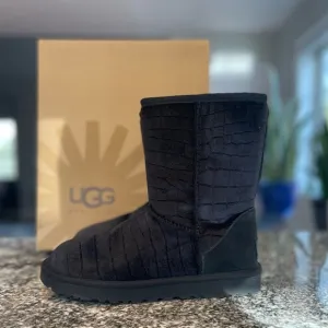 UGG Women’s Classic Short Black Croc II Velvet Boots