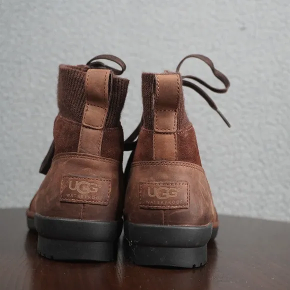Ugg Womens Shoes Size 7 Brown Cayli Waterproof Leather Suede Lace Up Boot