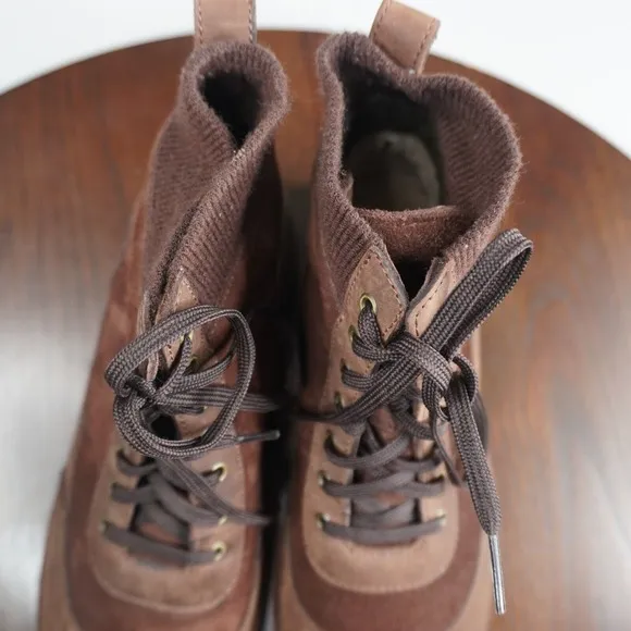 Ugg Womens Shoes Size 7 Brown Cayli Waterproof Leather Suede Lace Up Boot