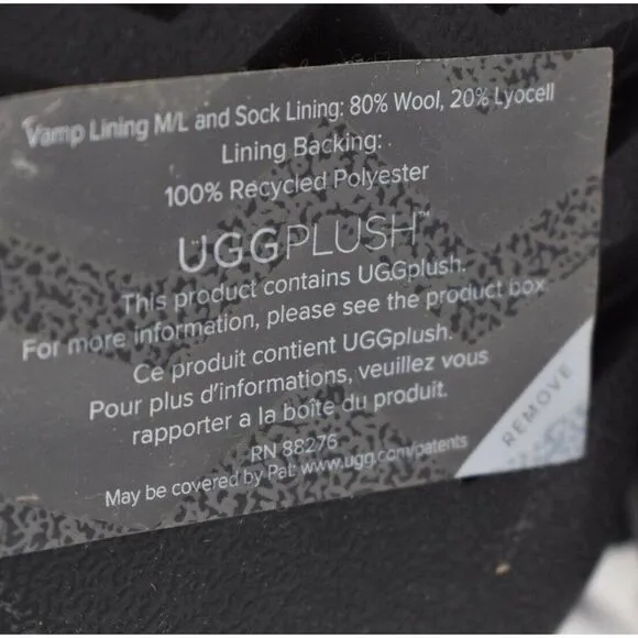 UGG Womens Size 7 Classic Maxi Black White Wave UGGPlush Wool Blend Short Boots