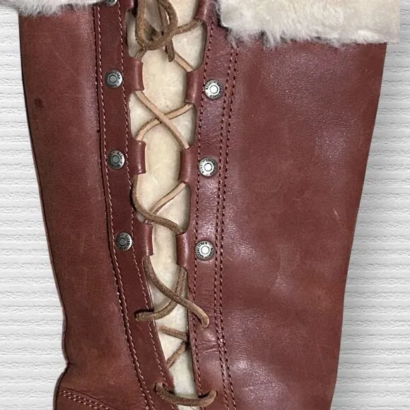 UGG Women's Tall Lace-Up Suede Boots Brown Size 5