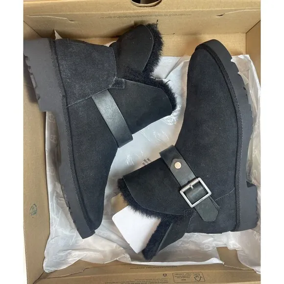 UGG Women’s Timely Short Buckle Boots In Black Sz 5 New