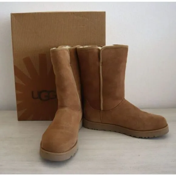 UGG 1013462 Women's Sz 5 Chestnut Suede Michelle Shearling-Lined Tall Boots