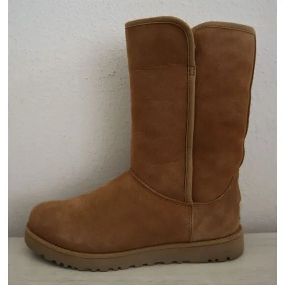 UGG 1013462 Women's Sz 5 Chestnut Suede Michelle Shearling-Lined Tall Boots