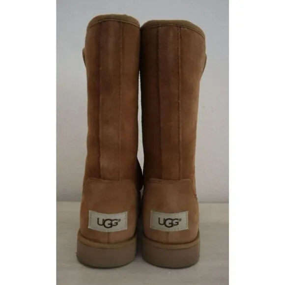 UGG 1013462 Women's Sz 5 Chestnut Suede Michelle Shearling-Lined Tall Boots