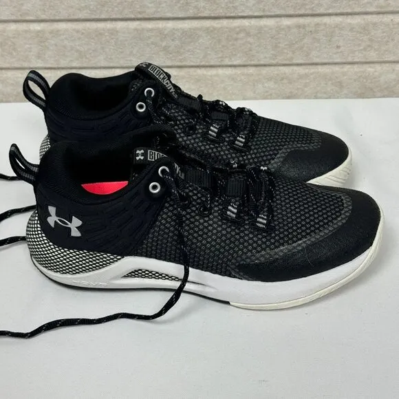 Under Armour BlockCity 3.0 Lace Up Low Basketball Sneaker Shoes Black White 7.5