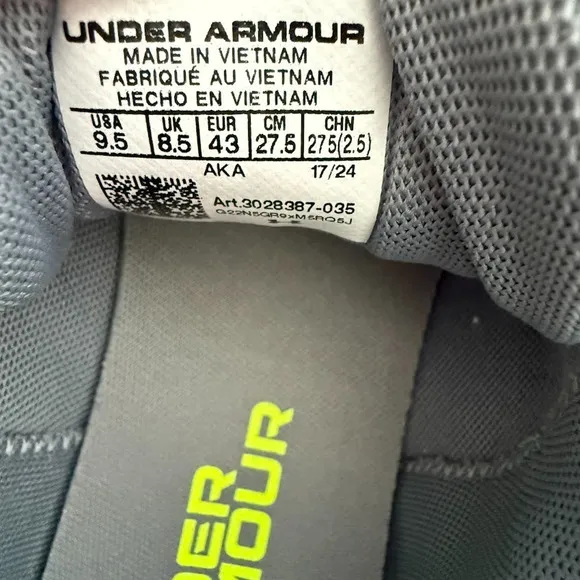 Under Armour Men's Jogger Men's Size 9.5 Athletic Sneakers Grey/Black/Green New