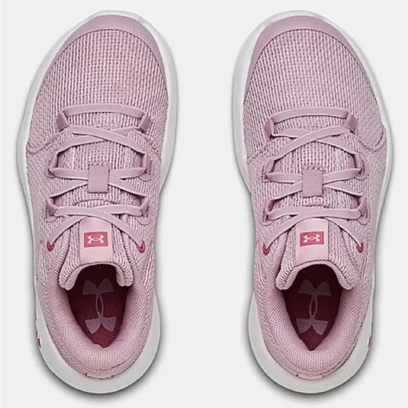 Under Armour Pink Fog &amp; White Ripple 2.0 AL Running Shoe - Kids Size 5.5Y