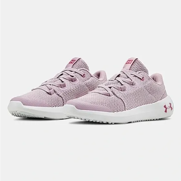 Under Armour Pink Fog &amp; White Ripple 2.0 AL Running Shoe - Kids Size 5.5Y