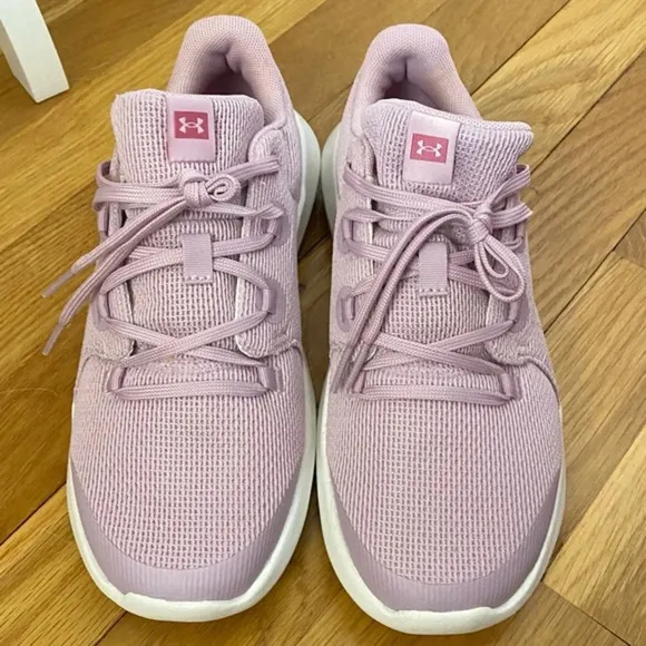 Under Armour Pink Fog &amp; White Ripple 2.0 AL Running Shoe - Kids Size 5.5Y