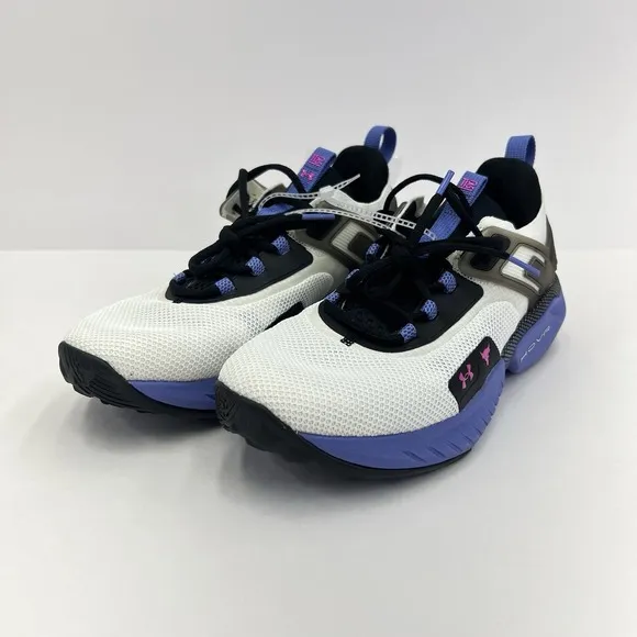 Under Armour Project Rock 5 Girl Dad Shoes Men's Size 10 White Cross Training Ne