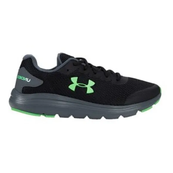 Under Armour UA Running shoes GS Surge 2‎ Black Green Youth Kids Size 5