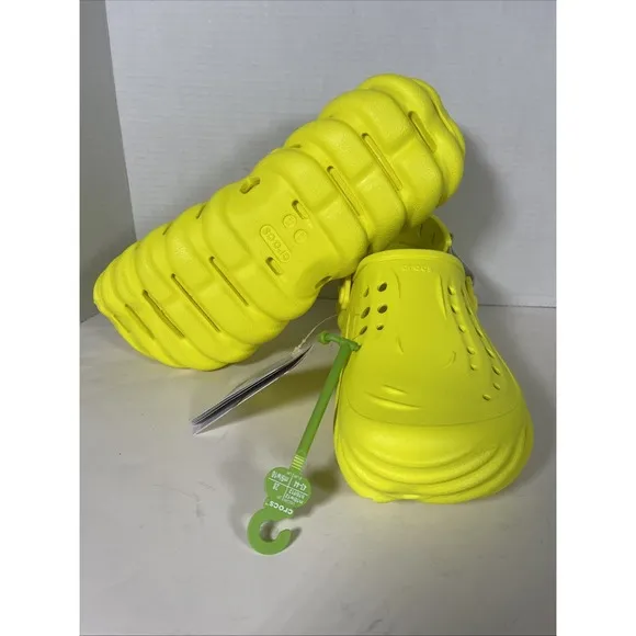 US 10 Crocs Echo Clogs Men's Yellow Acidity Comfort Reflective Strap Sandals NWT