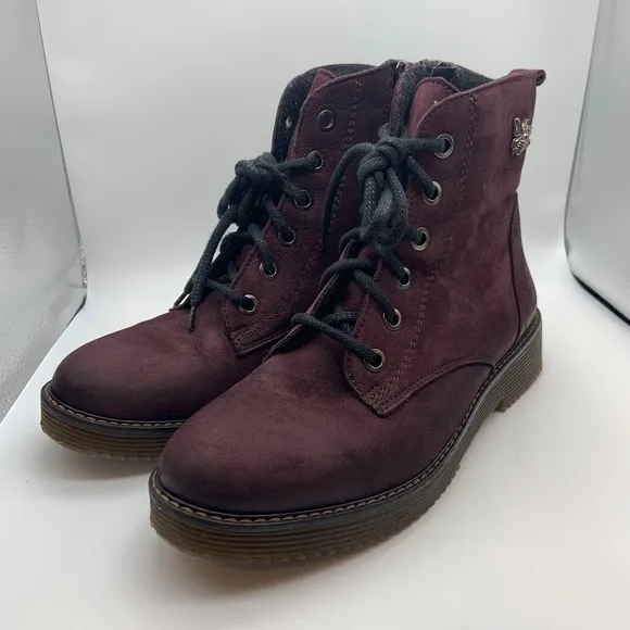 V-Italia La Farfalla Water Resistant Plum Royal Nubuck Leather Size 8