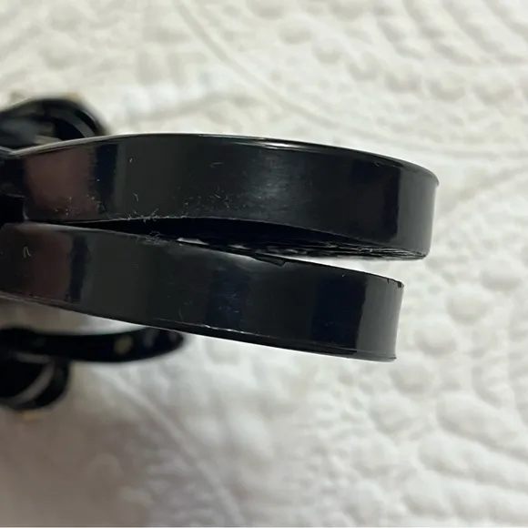 VALENTINO Rockstud Rubber Thong PVC Flip Flop Bow Sandals Black Platinum 38