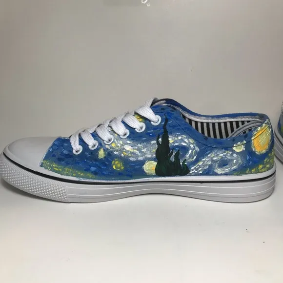 Van Gogh 'Starry Night' Hand Painted OOAK Shoes- 8