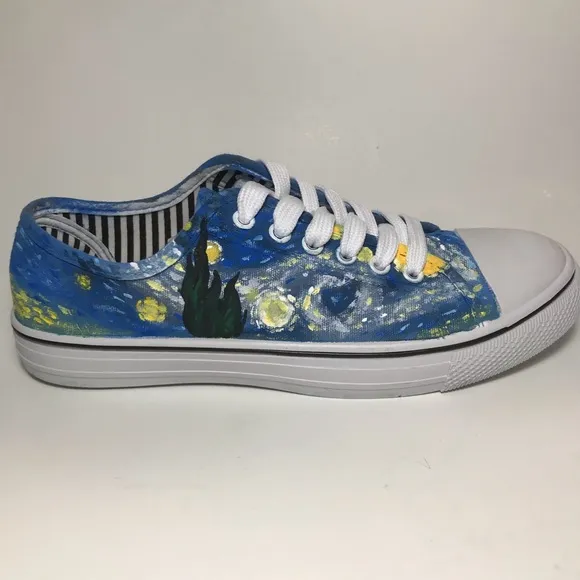 Van Gogh 'Starry Night' Hand Painted OOAK Shoes- 8