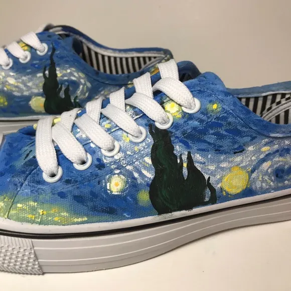 Van Gogh 'Starry Night' Hand Painted OOAK Shoes- 8