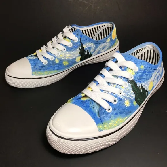 Van Gogh 'Starry Night' Hand Painted OOAK Shoes- 8