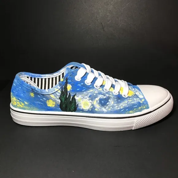 Van Gogh’s ‘Starry Night’ Custom Painted Shoes 6.5