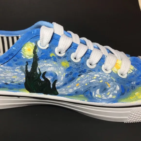 Van Gogh’s ‘Starry Night’ Custom Painted Shoes 6.5