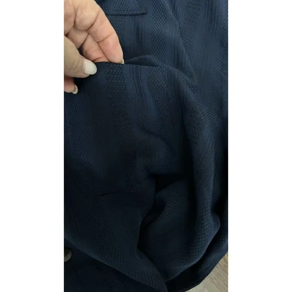 Van Heusen Mens Dress Shirt Size 3XL Short Sleeve Navy Button Collar Normcore
