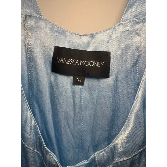 Vanessa Mooney | Elisabeth Romper Dress – Sky Blue Satin (Size M)