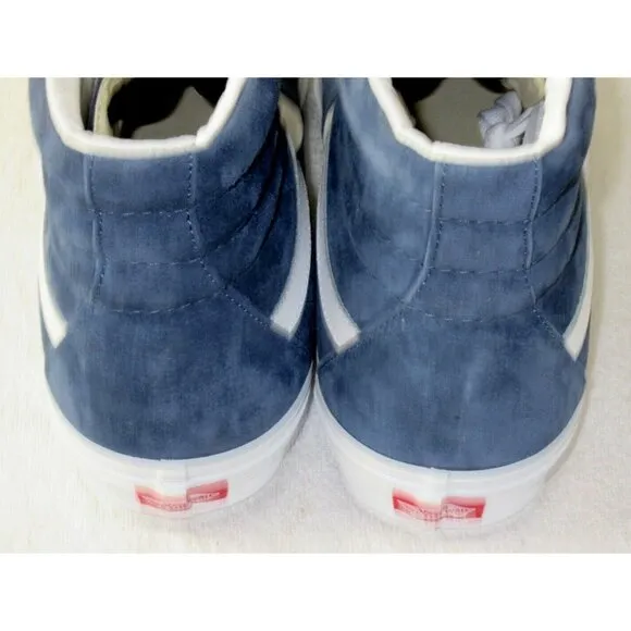 Vans Men's Sk8-Hi Pig Suede Vintage Indigo Blue White Skate shoes Size 13 NIB