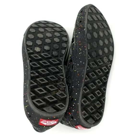 Vans Slip-On Trk Paint Splatter Black Water Beach Skate Shoes Mens 8 Women's 9.5