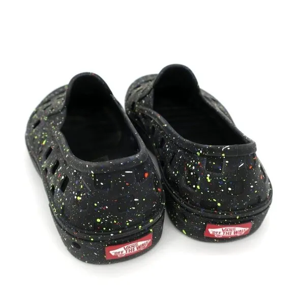 Vans Slip-On Trk Paint Splatter Black Water Beach Skate Shoes Mens 8 Women's 9.5
