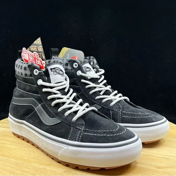Vans Sneakers Mens 7 Gray Sk8-Hi MTE-1 Plaid Ultra Cush Water Repellent Suede