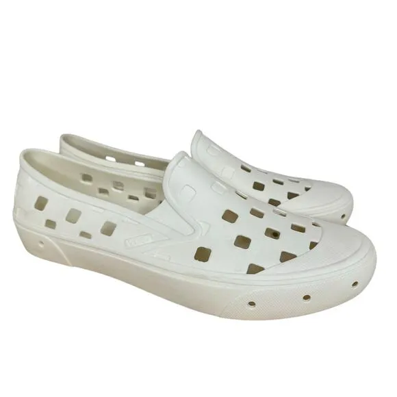 Vans UA Slip-On Mule TRK White Rubber Casual Low Water Shoes Size 12 NEW