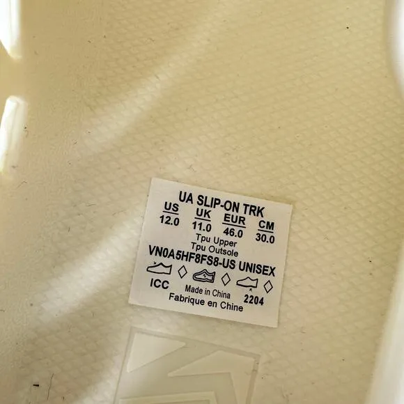 Vans UA Slip-On Mule TRK White Rubber Casual Low Water Shoes Size 12 NEW