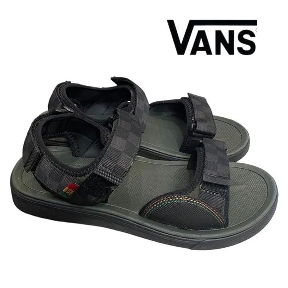 VANS Ultrarange Tri-Lock Men's Rasta Forest Night / Black Sandals with Box 8
