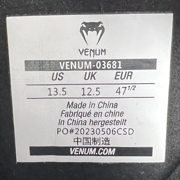 Venum Men’s Elite Mid Top Boxing Shoes Sz 13.5 Black Grey 03681 EUC $160