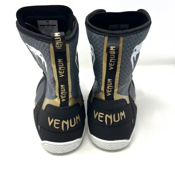 Venum Men’s Elite Mid Top Boxing Shoes Sz 13.5 Black Grey 03681 EUC $160
