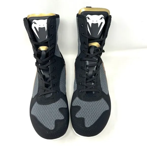 Venum Men’s Elite Mid Top Boxing Shoes Sz 13.5 Black Grey 03681 EUC $160