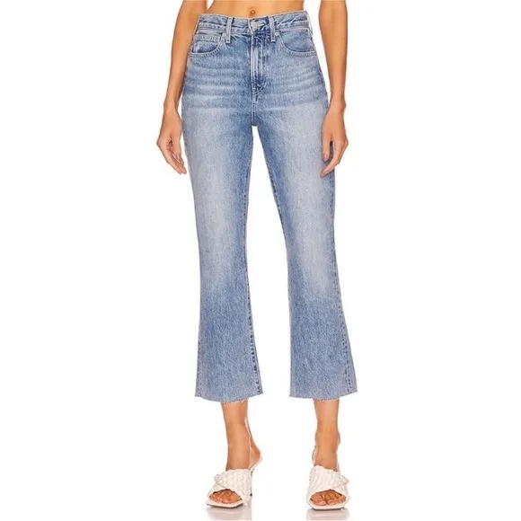 VERONICA BEARD Carly Kick Flare Rigid High Rise Crop Jeans in Pebble Stone