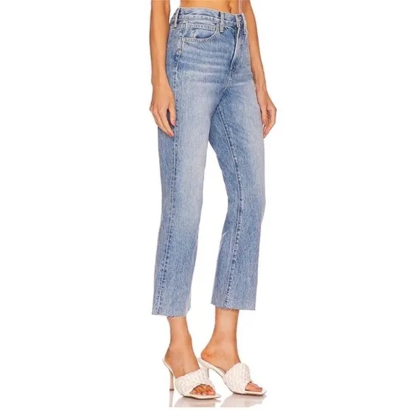 VERONICA BEARD Carly Kick Flare Rigid High Rise Crop Jeans in Pebble Stone