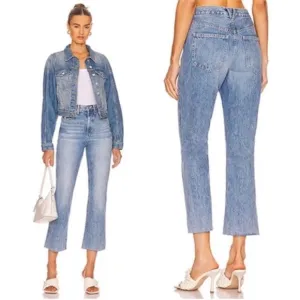VERONICA BEARD Carly Kick Flare Rigid High Rise Crop Jeans in Pebble Stone