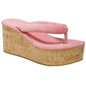 Veronica Beard Geno Cork Platform Flip Flop Suede Thong Sandal in Pink, size 8