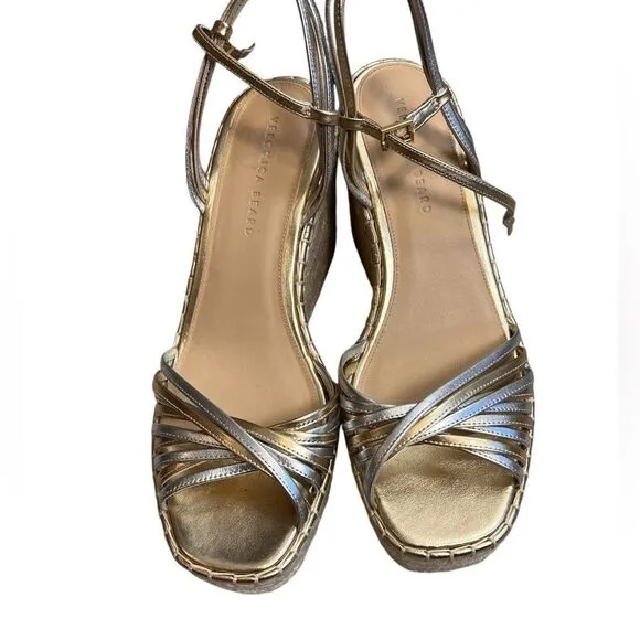 Veronica Beard Ravina platform wedge leather sandals size 11