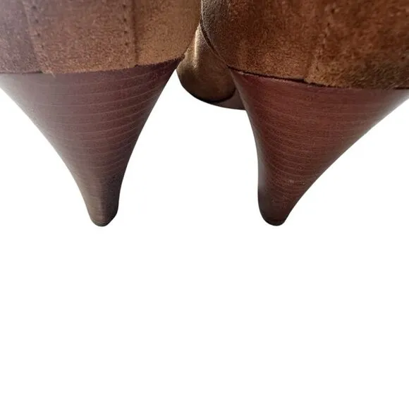 Veronica Beard Baxter Western Chelsea Boot Camel Suede Cone stacked Heel 8.5