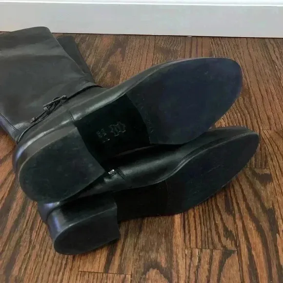 Via Spiga Women’s Size 8 Tall Black Leather Knee High Boots $245 Zip Buckle