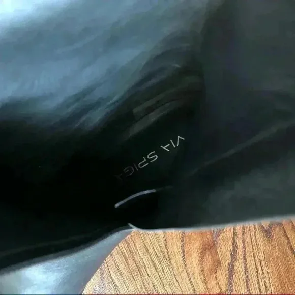 Via Spiga Women’s Size 8 Tall Black Leather Knee High Boots $245 Zip Buckle