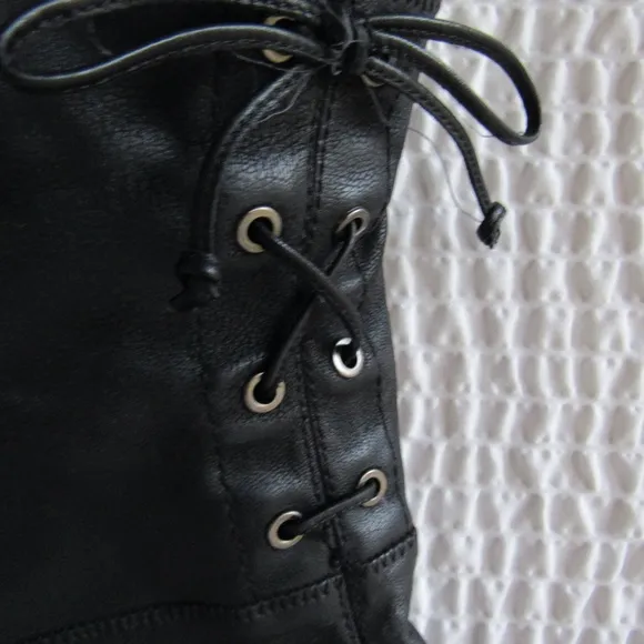 Vince Camuto 38 8.5 8 1/2  Womens Over The Knee Boots Black Lave Up Back Zip