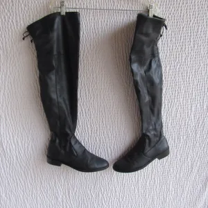 Vince Camuto 38 8.5 8 1/2  Womens Over The Knee Boots Black Lave Up Back Zip